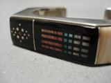 One Of Best Vintage Native American Navajo Jim Harrison Turquoise Inlay Sterling Silver Bracelet-Nativo Arts