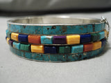 Exceptional Zuni/ Native American Navajo Turquoise Coral Sterling Silver Bracelet-Nativo Arts