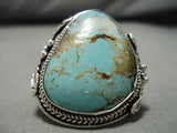 Tremendous Vintage Native American Navajo Royston Turquoise Sterling Silver Ring Old-Nativo Arts