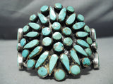 One Of The Best Vintage Native American Navajo Turquoise Sun Cluster Sterling Silver Bracelet-Nativo Arts