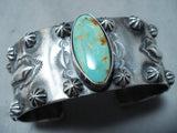 Expert Hand Tooled Vintage Native American Navajo Royston Turquoise Sterling Silver Bracelet-Nativo Arts