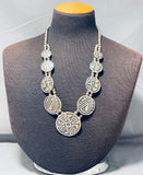 Native American One Of The Most Intricate Vintage Navajo Sterling Silver Geomtric Necklace-Nativo Arts