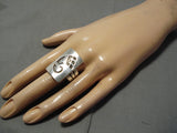 Magnificent Vintage Hopi Native American Geomtric Wave Sterling Silver Ring-Nativo Arts