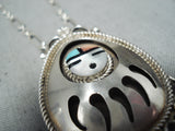 Rare Vintage Native American Zuni Turquoise Sterling Silver Sunface Necklace-Nativo Arts
