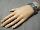 One Of The Best Vintage Native American Navajo Bisbee Turquoise Sterling Silver Bracelet Old-Nativo Arts