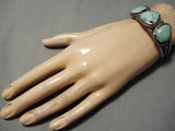 Superior Early Vintage Native American Navajo Carico Lake Turquoise Sterling Silver Bracelet Old-Nativo Arts