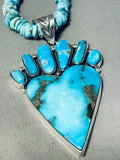 Vivid Turquoise Native American Navajo Sterling Silver Necklace-Nativo Arts