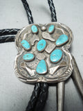 Spectacular Vintage Native American Navajo Old Kingman Turquoise Sterling Silver Bolo Old-Nativo Arts