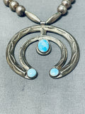 Special Vintage Native American Navajo Turquoise Sterling Silver Naja Necklace-Nativo Arts