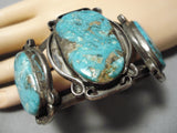 Very Rare!! Vintage Native American Navajo Old Persin Turquoise Sterling Silver Bracelet Old-Nativo Arts