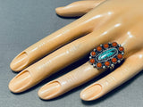 Important Kee Family Vintage Native American Navajo Spiderweb Turquoise Sterling Silver Ring-Nativo Arts