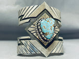 One Of The Most Unique Ever Vintage Native American Navajo Turquoise Sterling Silver Bracelet-Nativo Arts
