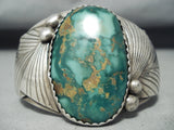 Signed Quality Vintage Native American Navajo Carico Lake Turquoise Sterling Silver Bracelet-Nativo Arts