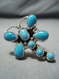 Charming Native American Navajo Sleeping Beauty Turquoise Sterling Silver Dragonfly Ring-Nativo Arts