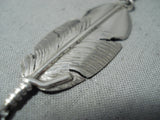 Impressive Native American Navajo Sterling Silver Feather Necklace-Nativo Arts