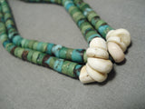 Native American Early 1900's Vintage Santo Domingo Green Turquoise Necklace Old-Nativo Arts