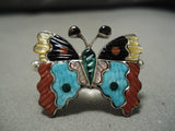 Striking Vintage Zuni Native American Turquoise Sterling Silver Ring Old-Nativo Arts