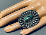 Extremely Important Vintage Native American Navajo Jimmie King Jr Turquoise Sterling Silver Ring-Nativo Arts