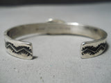 Eye-catching Vintage Native American Navajo Pilot Mountain Turquoise Sterling Silver Bracelet Old-Nativo Arts