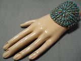 Colossal Native American Navajo Royston Turquoise Teardrop Sterling Silver Bracelet Cuff-Nativo Arts