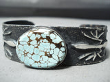Rare Vintage Native American Navajo #8 Turquoise Sterling Silver Lizard Bracelet-Nativo Arts