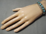 Astounding Vintage Native American Navajo Graduating Turquoise Sterling Silver Bracelet Old-Nativo Arts