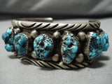Chunky Chunky! Vintage Navajo Turquoise Native American Sterling Silver Bracelet-Nativo Arts
