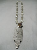 Native American Important Anthony Lovato Dinosaur Sterling Silver Maiden Necklace Santo Domingo-Nativo Arts