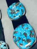 Huge Turquoise Chunk Native American Navajo Sterling Silver Concho Belt Rare!-Nativo Arts