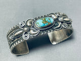 Silverwork Genius Vintage Native American Navajo Turquoise Sterling Silver Repoussed Bracelet-Nativo Arts