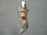 Native American Important Vintage Navajo David Tune Sterling Silver Turquoise Pendant-Nativo Arts