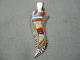 Native American Important Vintage Navajo David Tune Sterling Silver Turquoise Pendant-Nativo Arts