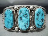 Expressive Vintage Native American Navajo Sleeping Beauty Turquoise Sterling Silver Bracelet-Nativo Arts