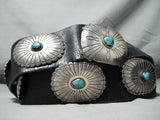 Heavy 500 Gram Vintage Native American Navajo Turquoise Sterling Silver Concho Belt Old-Nativo Arts