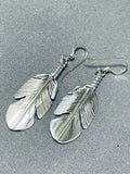 Ben Begaye (d.) Native American Navajo Sterling Silver Feather Earrings-Nativo Arts
