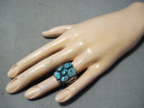 Unforgettable Vintage Native American Navajo Kingman Turquoise Stering Silver Ring Old-Nativo Arts