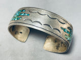 Signed Older Vintage Native American Navajo Turquoise Sterling Silver Bracelet-Nativo Arts
