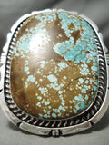 One Of The Biggest Vintage Native American Navajo #8 Turquoise Sterling Silver Brcelet Old-Nativo Arts