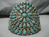 Colossal Native American Navajo Royston Turquoise Teardrop Sterling Silver Bracelet Cuff-Nativo Arts