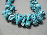 Stunning Vintage Native American Navajo Spiderweb Turquoise Nugget Sterling Silver Necklace Old-Nativo Arts