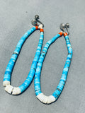 Very Rare Early Vintage Native American Navajo Turquoise Sterling Silver Earrings-Nativo Arts