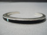 Thick Sturdy Vintage Native American Navajo Graduating Inlay Turquoise Sterling Silver Bracelet-Nativo Arts