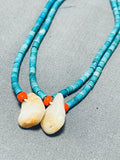 Native American One Of The Best Vintage Santo Domingo Coral Sterling Silver Turquoise Necklace-Nativo Arts