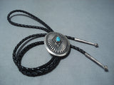 Superior Vintage Zuni Kingman Turquoise Sterling Silver Bolo Native American Old-Nativo Arts