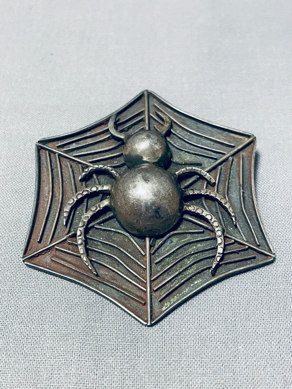 Unique Vintage Southwestern Sterling Silver Spider Pin Old-Nativo Arts