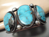 Astounding Vintage Native American Navajo Blue Diamond Turquoise Sterling Silver Bracelet-Nativo Arts