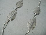 Impressive Navajo Sterling Silver Feather Necklace Native American-Nativo Arts