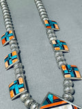 One Of The Most Intrciate Vintage Native American Navajo Turquoise Sterling Silver Necklace-Nativo Arts