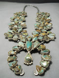 512 Grm Vintage Native American Navajo Royston Turquoise Sterling Silver Squash Blossom Necklace-Nativo Arts