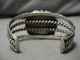 Striking Vintage Native American Navajo Scalloped Sterling Silver Turquoise Bracelet-Nativo Arts